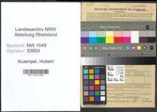 Entnazifizierung Hubert Kuempel , geb. 19.05.1901 (Buchbinder)
