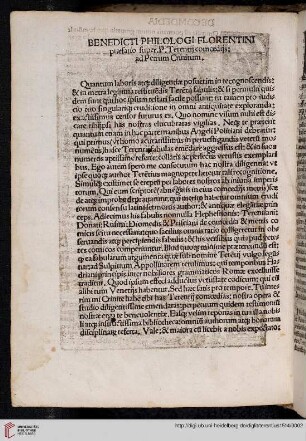 Benedicti Philologi Florentini praefatio [...]