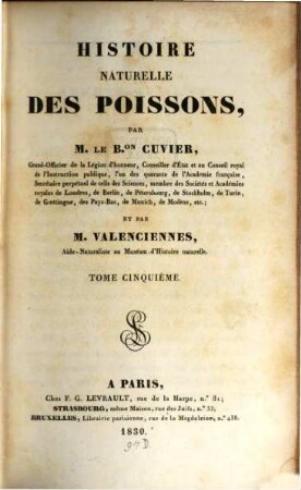 Histoire naturelle des poissons, 5