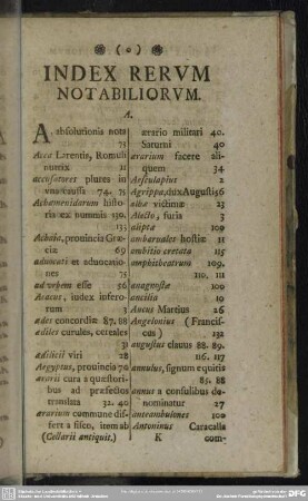 Index Rerum Notabiliorum
