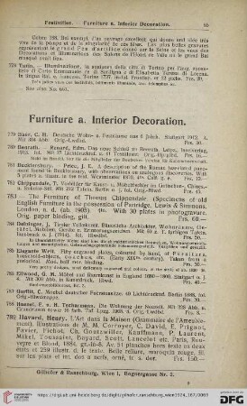 Furniture a. Interior Decoration (Nr. 779 - 817)