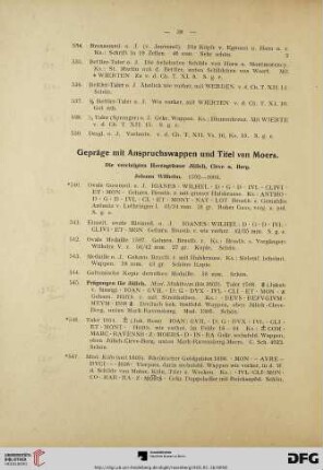 Gepräge mit Anspruchswappen und Titel von Moers (Nr. 540-577)
