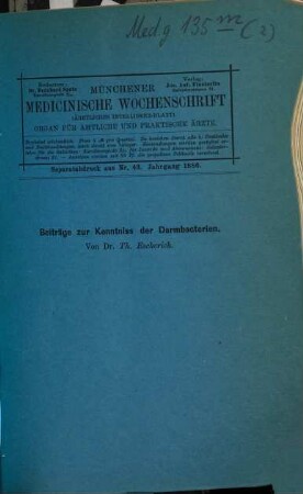 Kleine medizinische Abhandlungen : (Separatabdrucke aus d. "Münchener Medizinischen Wochenschrift"), 2