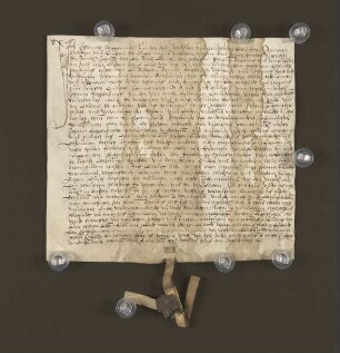 1567 Nov. 30. Siegelankündigung: Aussteller. Datum anno Domini XV soven und sestich am dage Andree apostoli. Die Pfandverschreibung Bernd Katers (von 1566 März 26) geht an die Dechen der Kirche zu Hillentrup über.
