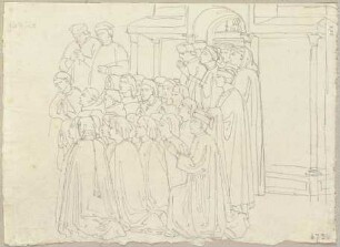 Beweinung des toten Kindes, bevor Franz von Assisi es wieder zum Leben erweckt
