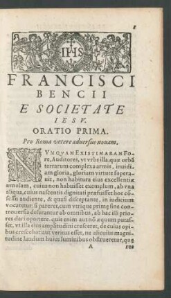 Oratio Prima.