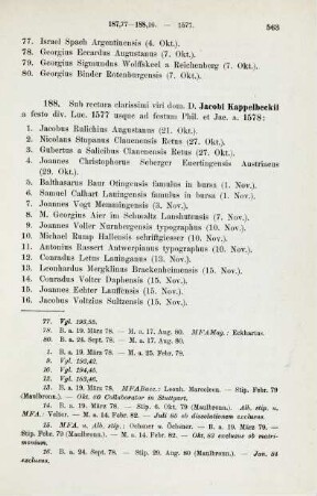 563-573, Matrikel 188, 1-112 (1577/78) und 189, 1-126 (1578)