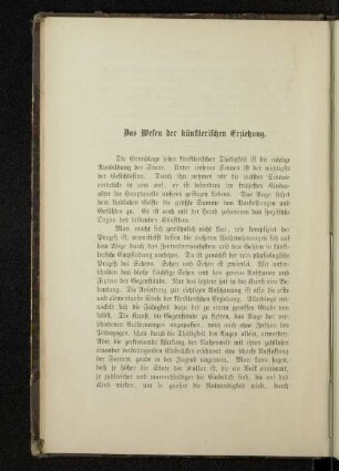 Das Wesen der künstlerischen Erziehung.