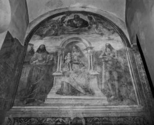 Szenen aus dem Leben des heiligen Antonius Abbas — Thronende Maria mit Kind und Heiligen