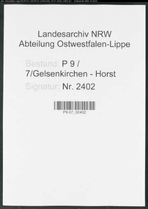 Sterberegister Standesamt Gelsenkirchen-Horst