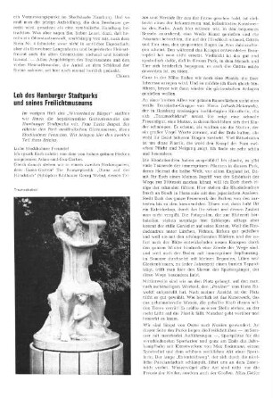 Lob des Hamburger Stadtparks und seines Freilichtmuseums