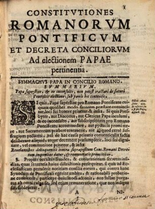 Ceremoniale : Continens ritus electionis Rom. Pontificis Jussu Gregorii Papae 15.