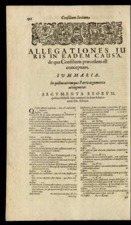 Allegationes Juris In Eadem Causa, de qua Consilium praecedens est conceptum.