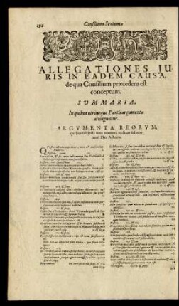 Allegationes Juris In Eadem Causa, de qua Consilium praecedens est conceptum.