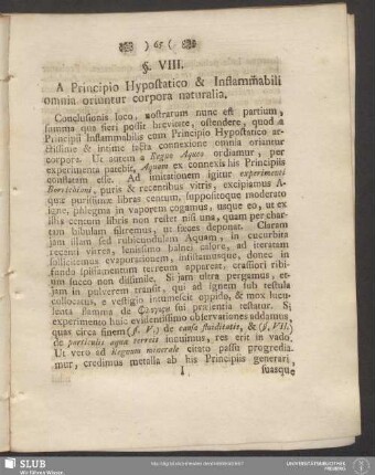 §. VIII. A Principio Hypostatico & Inflammabili omnia oriuntur corpora naturalia