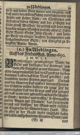 (5.) Auff das Frieden-Fest. Anno 1650