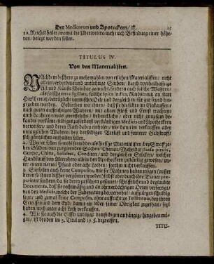 Titulus IV. Von den Materialisten