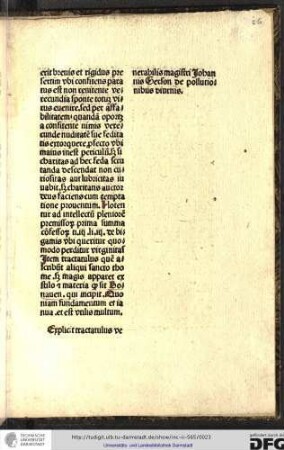 Explicit tractatulus venerabilis magistri Johannis Gerson de pollutionibus diurnis.