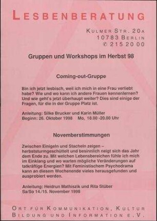 Novemberstimmungen Gruppen und Workshops im Herbst