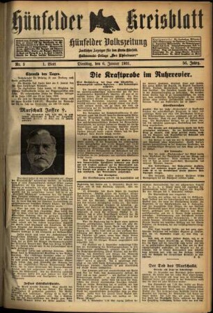 Erste Ausgabe vom Dienstag, den 06. Januar 1931.