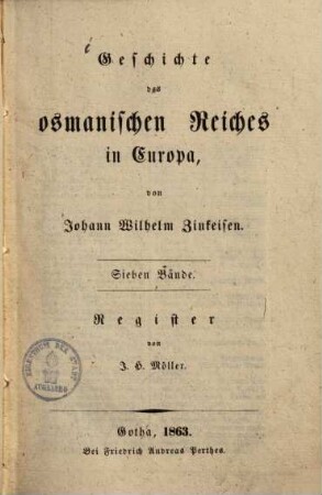 Geschichte des osmanischen Reiches in Europa, 8. Register