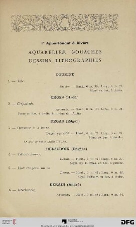 Aquarelles – Gouaches – Dessins – Lithographies (Nr. 1-36)