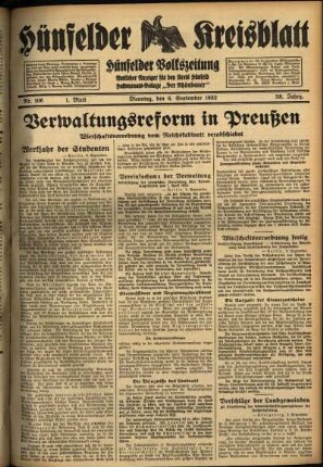 Erste Ausgabe vom Dienstag, den 06. September 1932.