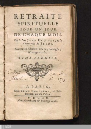 Tome Premier: Retraite Spirituelle Pour Un Jour De Chaque Mois