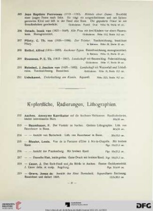 Kupferstiche, Radierungen, Lithographien (Nr. 212-241)