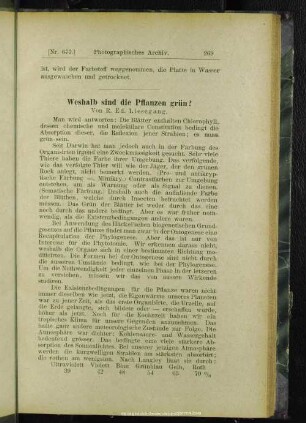 Weshalb sind die Pflanzen grün?