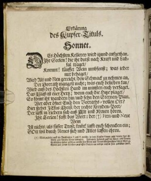 Erklärung des Kupfer-Tituls. Sonnet