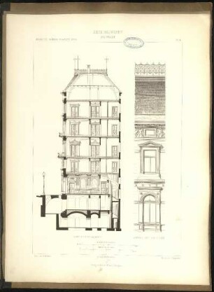 Gebäude, Königs-Strasse No. 29 Quer-Schnitt nach A-B, Details des II. u. III. Stocks