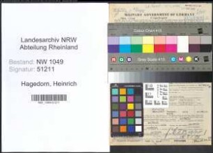 Entnazifizierung Heinrich Hagedorn , geb. 08.03.1900 (Ingenieur)