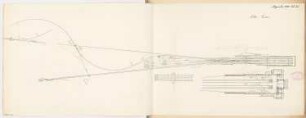 Kopfbahnhof Monatskonkurrenz Dezember 1881: Lageplan 1:2000, Grundriss Erdgeschoss 1:1000; 2 Maßstabsleisten