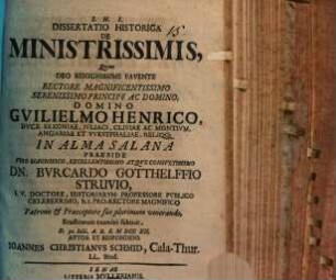 Dissertatio historica de ministrissimis