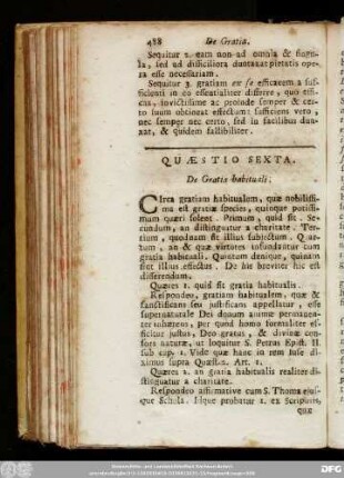 Quaestio Sexta. De Gratia habituali.