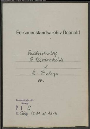 Belegakten zum Heiratsregister der evangelischen Gemeinde Friedrichsdorf, Kreis Wiedenbrück (1811-1812)