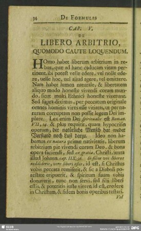 Cap. V. De Libero Arbitrio, Quomodo Caute Loquendum