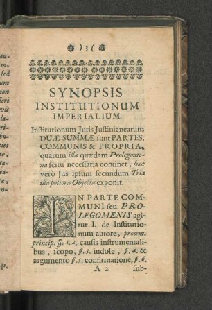 Synopsis Institutionum Imperialium.