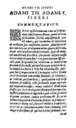 Adami Th. Adami F. Siberi. Commentarivs