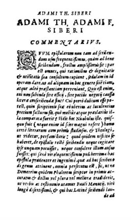 Adami Th. Adami F. Siberi. Commentarivs