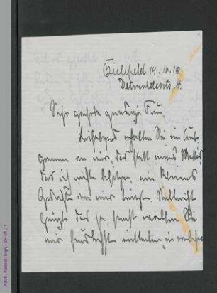 Brief von Josefa Metz an unbekannt, hs.