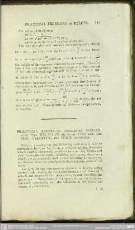 Practical Exercises Concerning Forces; With The Relation Between Them And The Time, Velocity, and Space Described