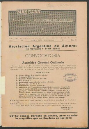Convocatoria : Asamblea General Ordinaria
