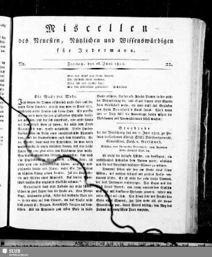 Miscellen des Neuesten, Nützlichen und Wissenswürdigen für Jedermann