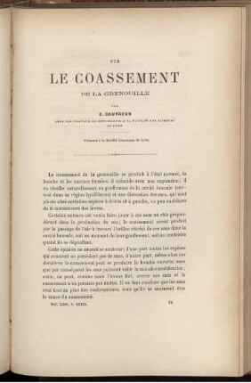 Sur Le Coassement De La Grenouille