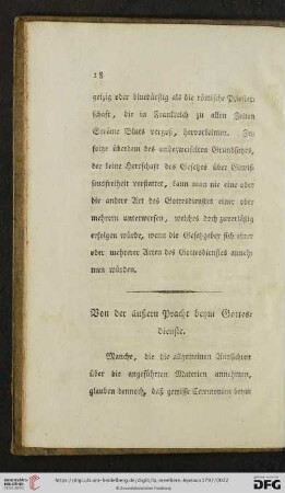 Von der äußern Pracht beym Gottesdienste