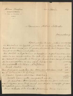 Briefe von Mihran Sivadjian, Antiquités & Médailles, Paris : 03.08.1898 - 10.11.1898