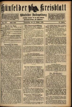 Erste Ausgabe vom Donnerstag, den 29. Oktober 1925.