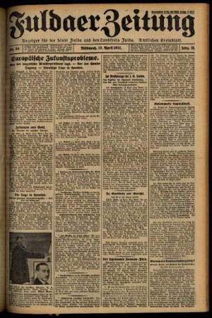 Erste Ausgabe vom Mittwoch, den 15. April 1931.